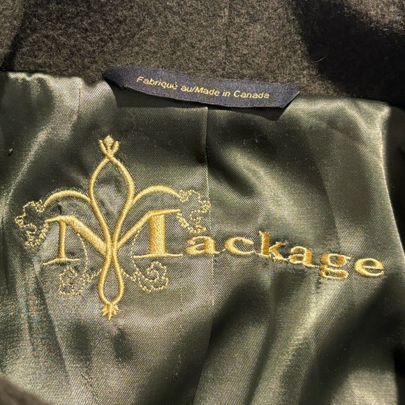 MACKAGE Sx XS Coat Oversized Military Vibes Rounded Hem Wool Blend Lined Leather - Picture 13 of 15